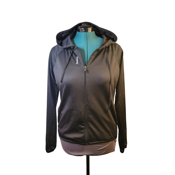 Reebok Womens Full Zip Mesh Running Jacket Hooded Breathable‎ Size M - Picture 1 of 8